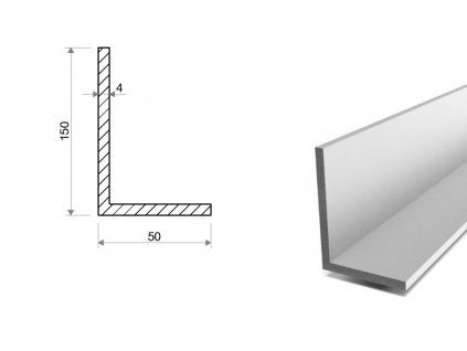 Hliníkový profil L 150x50x4 (EN 6060)