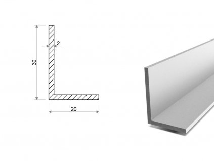 Hliníkový profil L 30x20x2 (EN 6060)