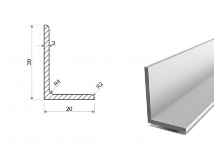Hliníkový profil L 30x20x3 (EN 6060)