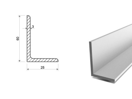 Hliníkový profil L 60x25x3 (EN 6060)