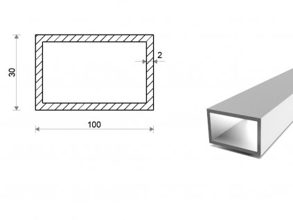 Hliníkový jekl 100x30x2 (EN 6060)