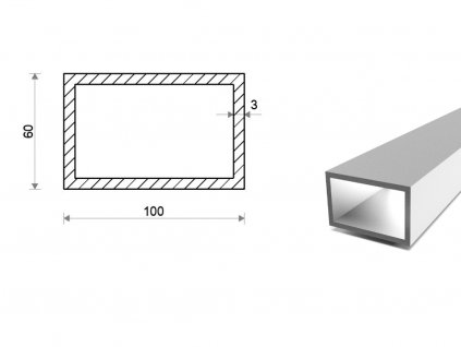 Hliníkový jekl 100x60x3 (EN 6060)