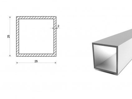 Hliníkový jekl 25x25x2 (EN 6060)