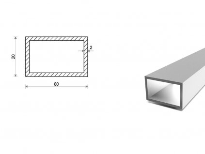 Hliníkový jekl 60x20x2 (EN 6060)