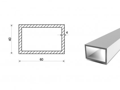 Hliníkový jekl 60x40x4 (EN 6060)