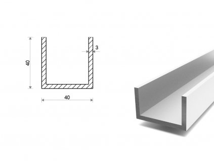Hliníkový U profil 40x40x40x3