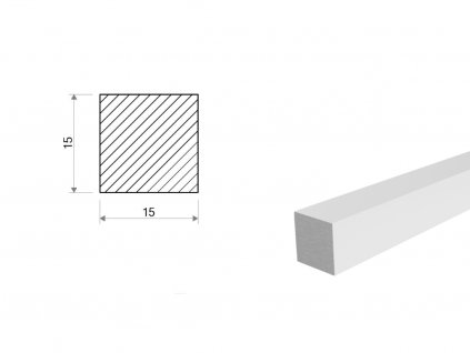 Hliníková tyč čtvercová 15x15 mm (EN 6060)