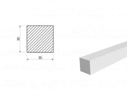 Hliníková tyč čtvercová 35x35 mm (EN 6060)