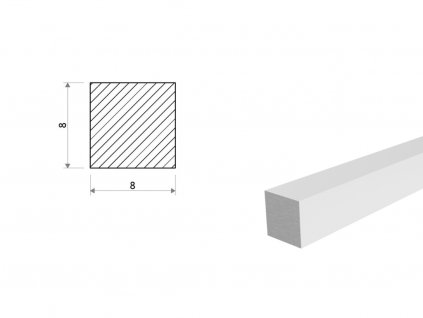 Hliníková tyč čtvercová 8x8 mm (EN 6060)