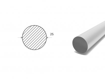Hliníková kulatina 25 mm - tažená (EN 7075)
