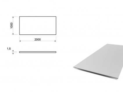 Hliníkový plech 1x2 m, tloušťka 1,5 mm (EN 1050)