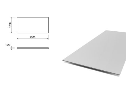 Hliníkový plech 1,25x2,5 m, tloušťka 1,25 mm (EN 5754) H111
