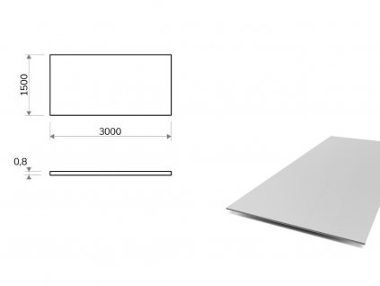 Hliníkový plech 1,5x3 m, tloušťka 0,8 mm (EN 1050)