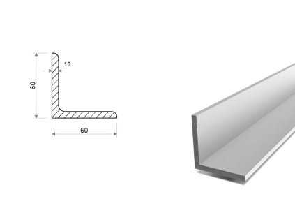 Hliníkový L profil 60x60x10 (EN 6060)