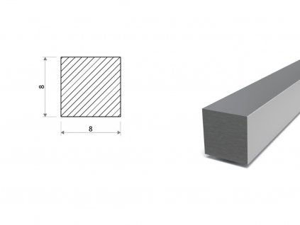 Ocel čtvercová 8x8 mm