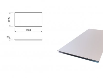 Pozinkovaný plech 1x2 m, tloušťka 2,5 mm_1