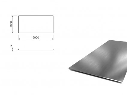 Nerezový plech (1.4301/7 - 2B) 1x2 m, tloušťka 2 mm + fólie_1