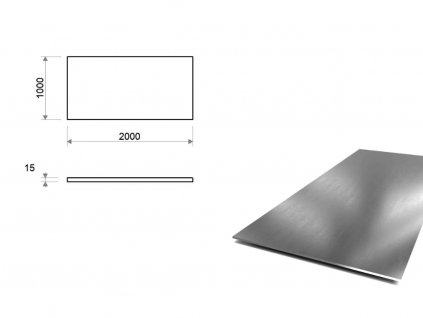 Nerezový plech (1.4301/7 - 1D ) 1x2 m, tloušťka 15 mm