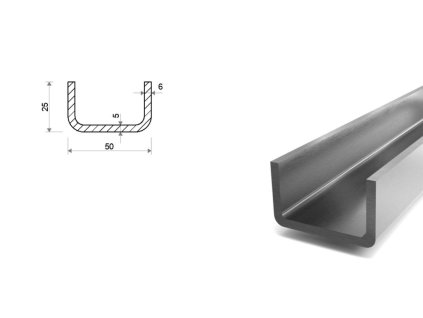 Nerezový U profil 50x25x5x6