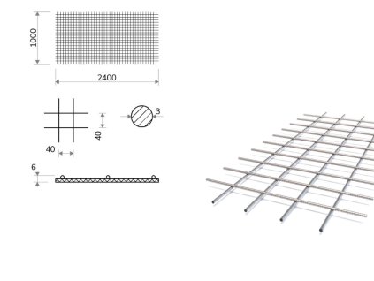 Kari síť s okem 40/40 mm, 1x2,4 m, tloušťka 3 mm_1