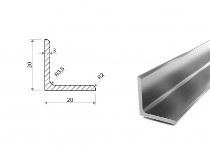 Nerezový L Profil (1.4301/7) 20x20x3