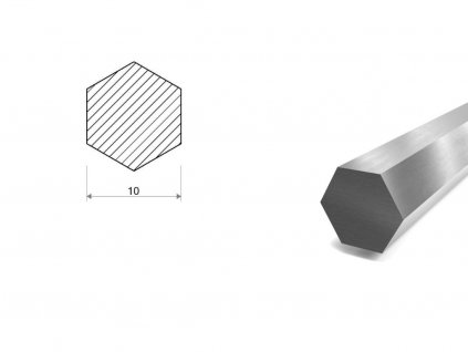 Nerezová šestihranná tyč 10 mm (1.4301/7)