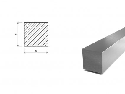 Nerezová čtvercová ocel tažená  6x6 mm (1.4301/7)