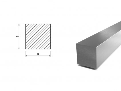 Nerezová čtvercová ocel tažená (1.4571) 8x8 mm