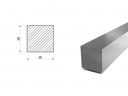 Nerezová čtvercová ocel tažená (1.4305) 25x25 mm