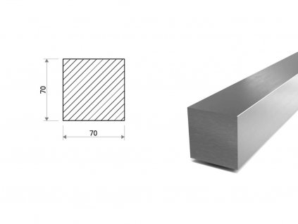 Nerezová čtvercová ocel (1.4301/7) 70x70 mm